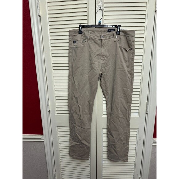 AG SUEDED SATEEN EVERETT SLIM STRAIGHT ITALIAN STRETCH SATEEN BROWN PANTS 36X32 - Picture 1 of 6